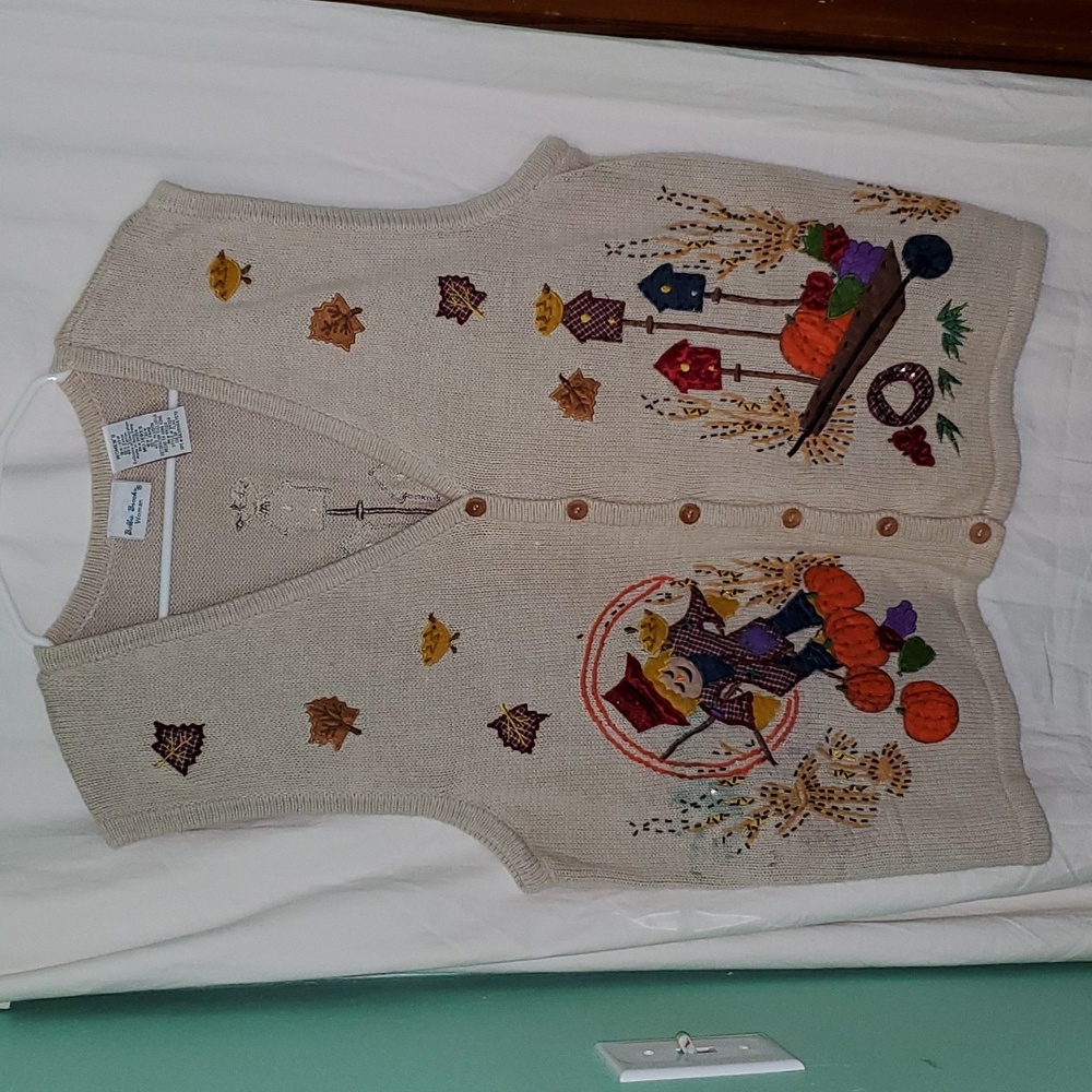 Vintage 90s Fall Scarecrow Knit Vest